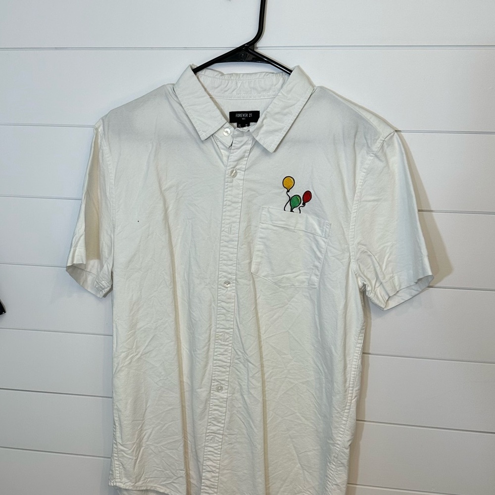 Embroidered balloon button down